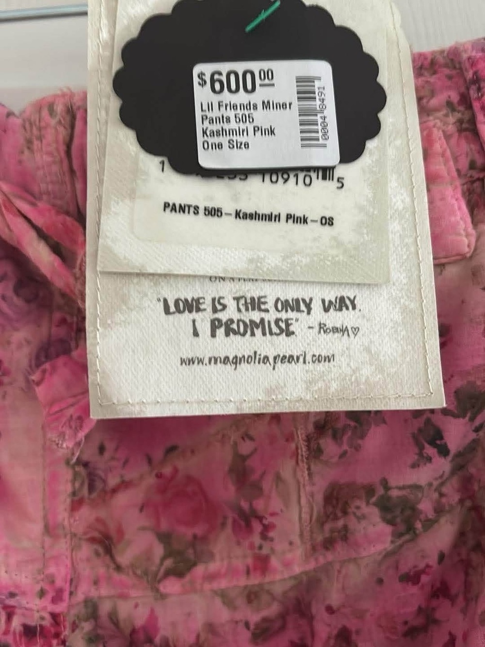 Magnolia Pearl Lil Friends Miner Pink Patchwork Floral & Butterfly Trousers - Picture 3 of 3